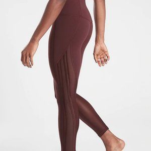 NWT Athleta Maroon Shakti Mesh 7/8 Leggings